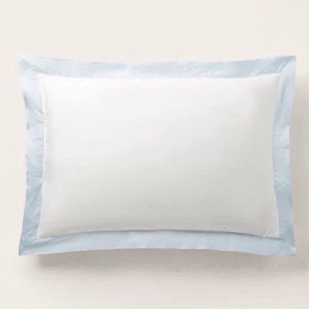 Ralph Lauren RL Organic Sateen Border Standard Pillow Sham Blue Hyacinth